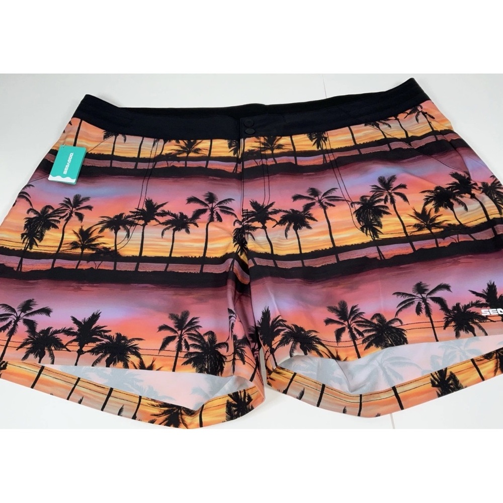NWT Women’s Sea-Doo Classic 6” Boardshorts - Sunset Palm Trees Med - Picture 13 of 14